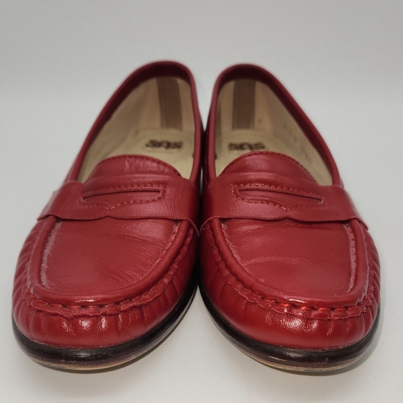 SAS Tripad Comfort Red Leather Penny Loafers Women’s 6.5N Slip On Casual Shoes - Picture 3 of 13